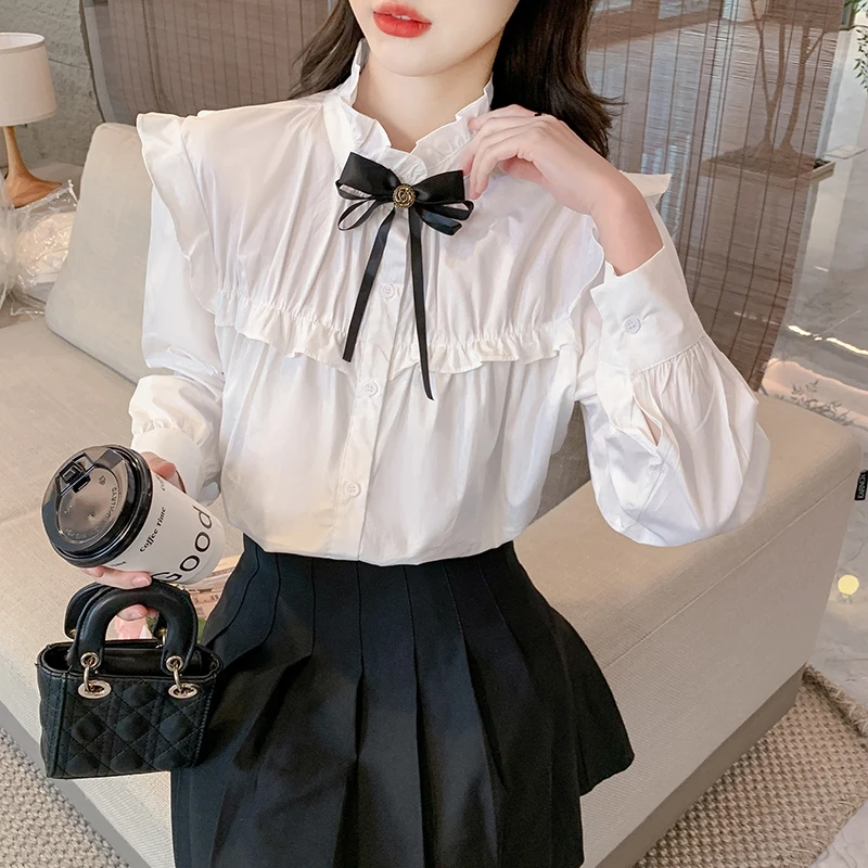 新款韩版春季百搭长袖休闲白衬衫女上衣2025年流行气质洋气时尚