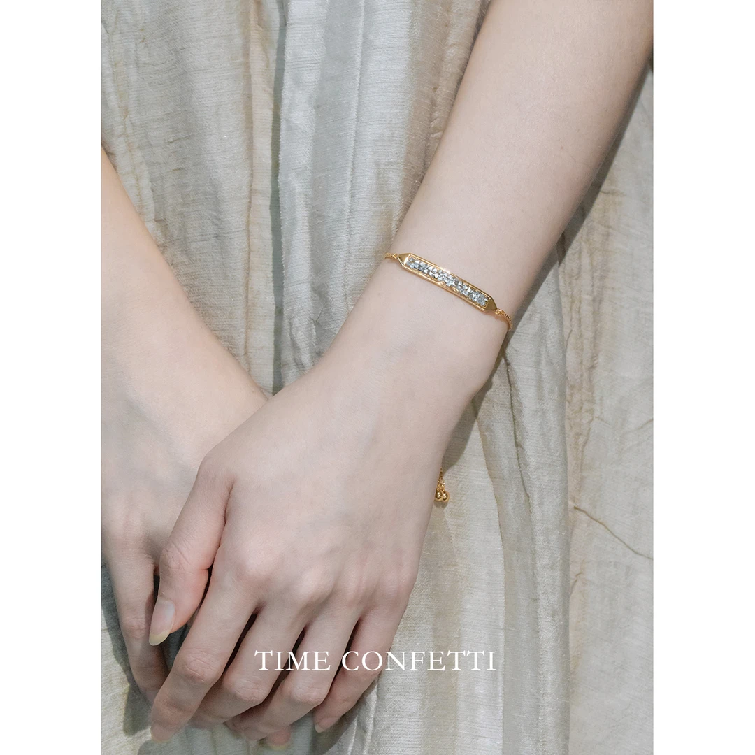 黄铜手链 镀K金【孙二娘】气质简约法式抽拉款手链TC 10259