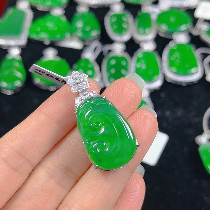 翡翠银S925镶嵌吊坠(不含链)