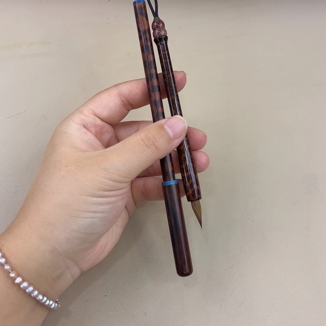高端毛笔蛇纹木木两只狼嚎