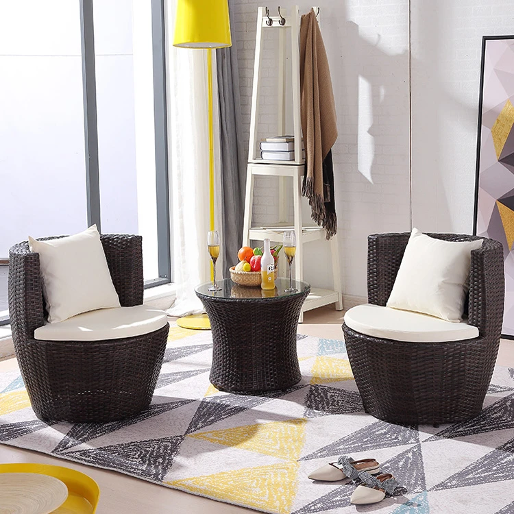 户外阳台藤编小小茶几桌椅套装阳台家用露天庭院喝茶编藤创意家具