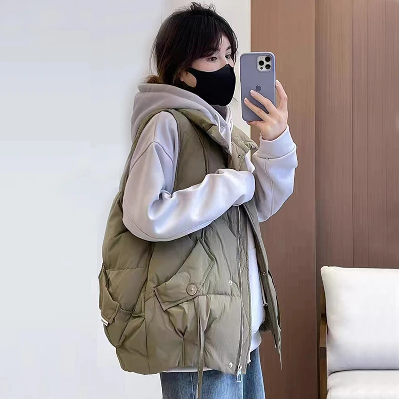 女款秋冬外穿2025新款ins百搭立领宽松棉衣短款潮流背心外套