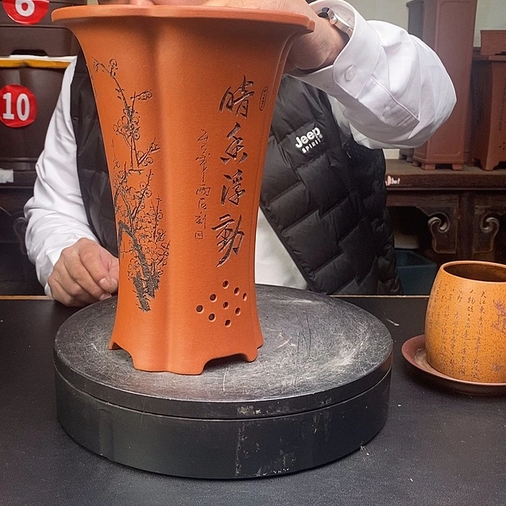 接***气紫砂花盆货号一只H1