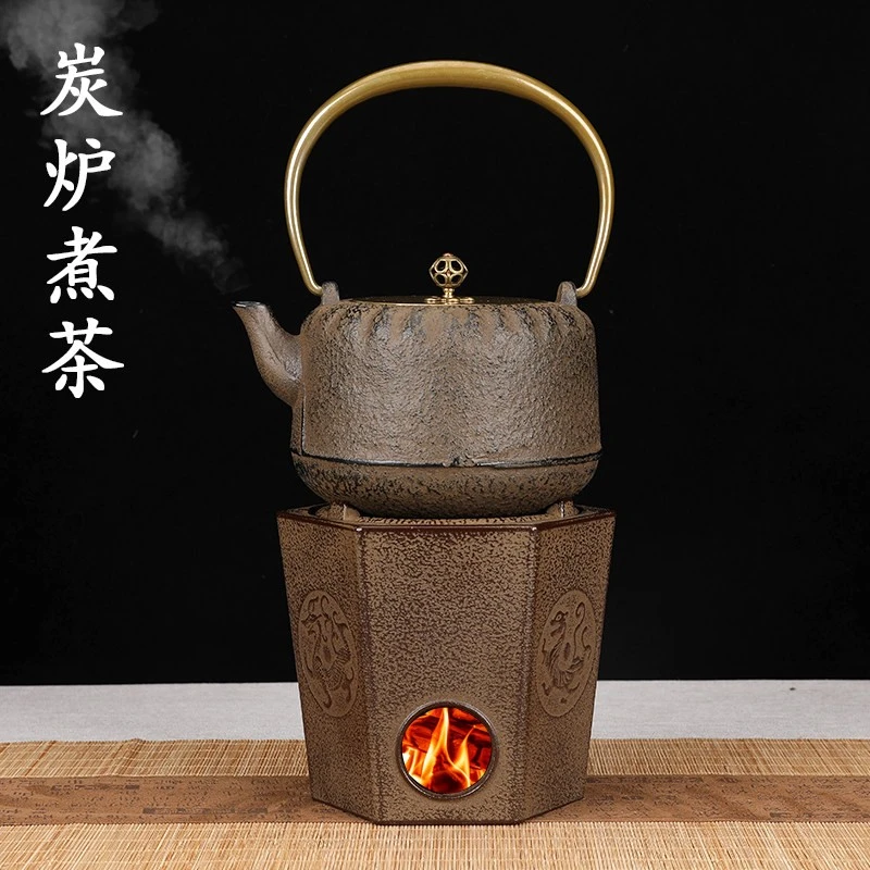 铁壶煮茶壶酒精炉炭火户外煮茶炉复古碳炉铸铁明火围炉煮茶泡茶壶