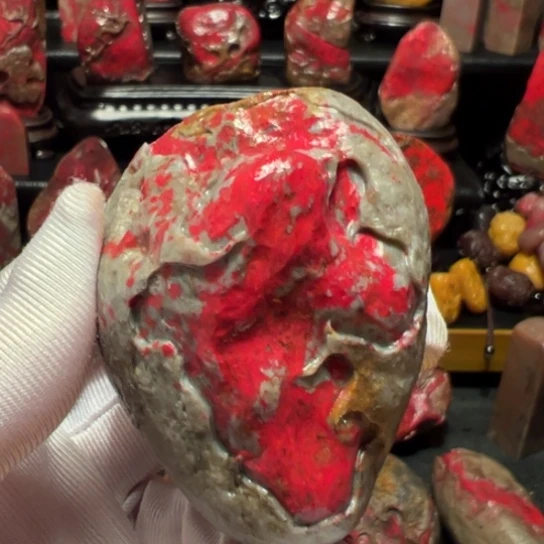 昌化鸡血石原石手把