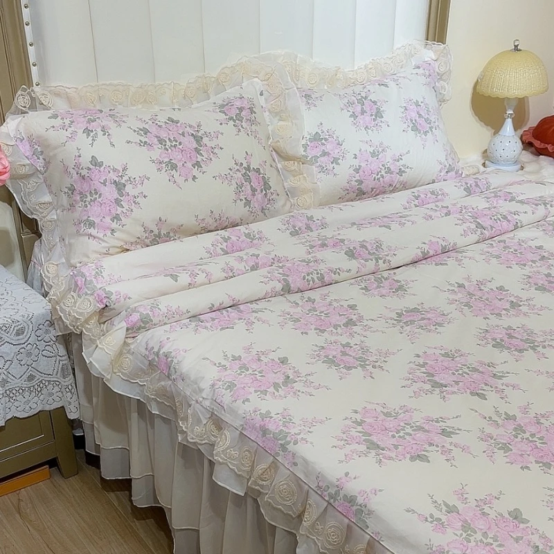 优嫚严选-法式浪漫优雅全棉床裙四件套