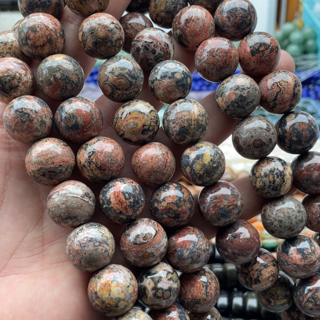 玛瑙/玉髓合金珠宝半成品一条装卡16mm豹皮石圆珠