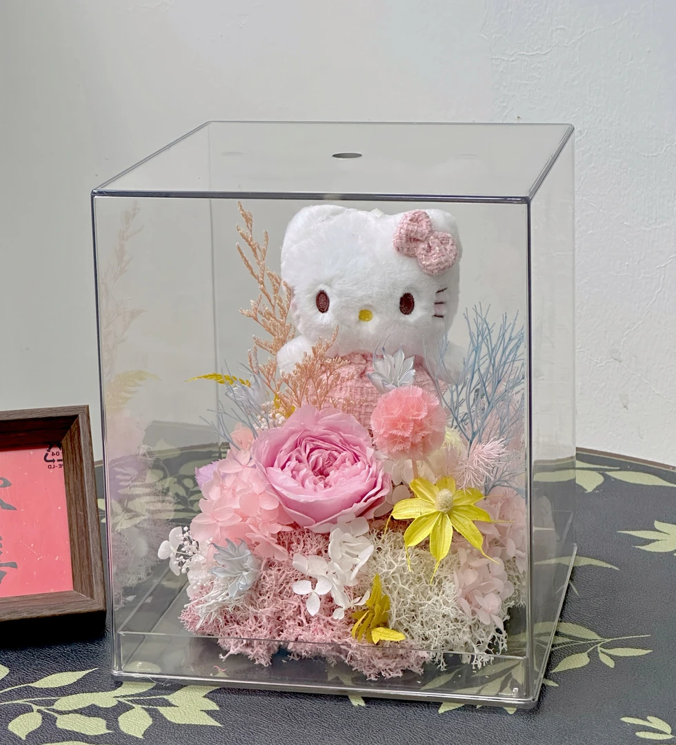 永生花礼盒KT猫粉色系送朋友爱人闺蜜女友生日礼物