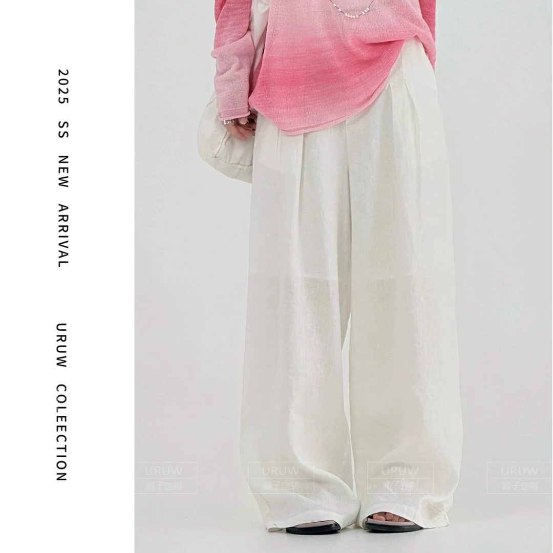 颖子定制【私服进阶】夏季休闲显瘦长裤女慵懒风拖地直筒裤 9296