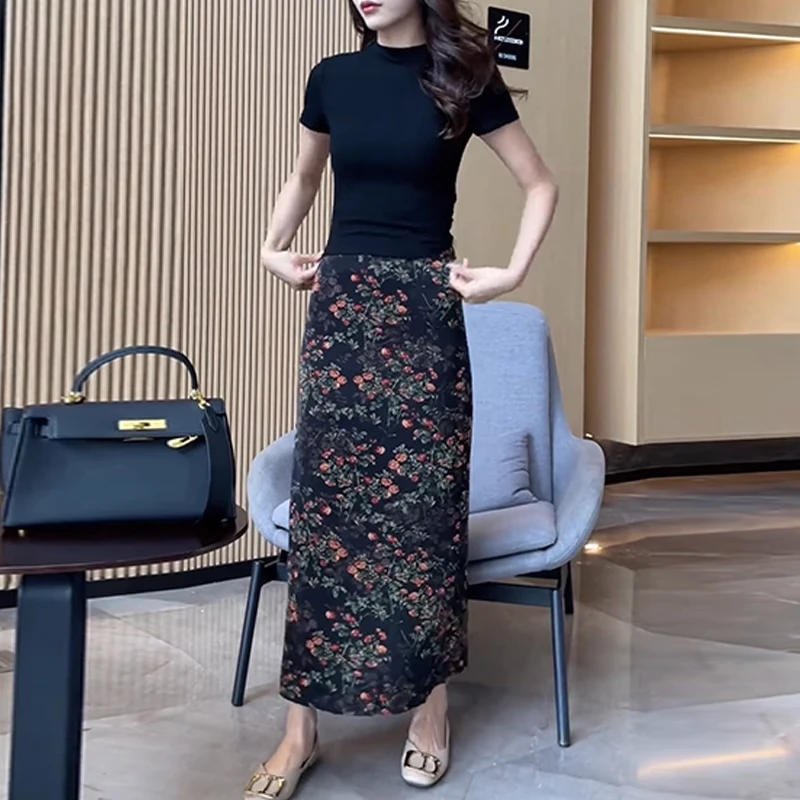 高级通勤小众设计感T恤半身裙两件套女2025春夏季新款洋气套装潮