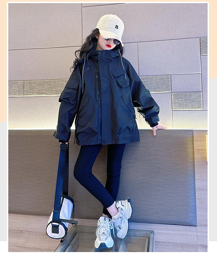 MK&DK女童秋装2025新款外套韩范洋气女孩春秋中大儿童冲锋衣防风