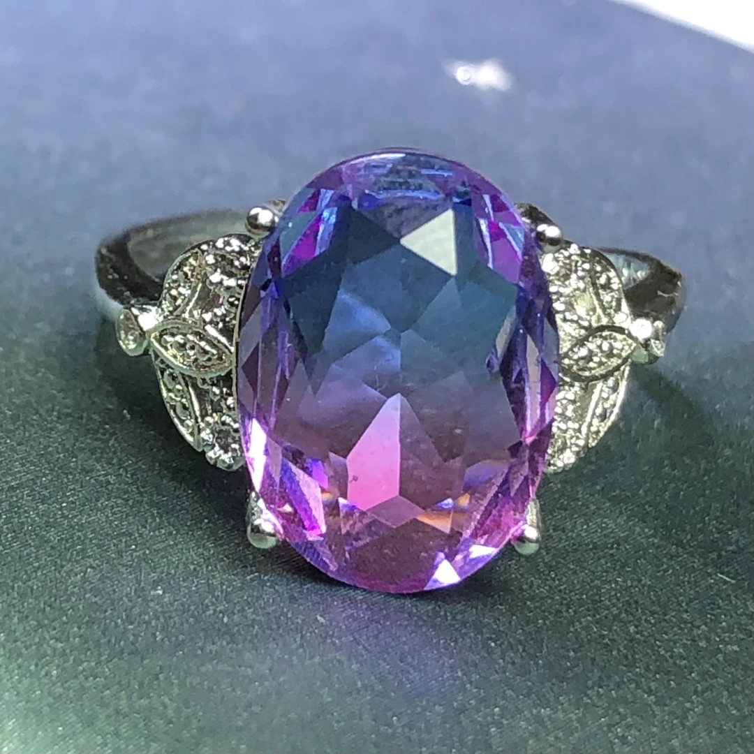 11174红蓝双色戒指银色托6克拉开口可调节