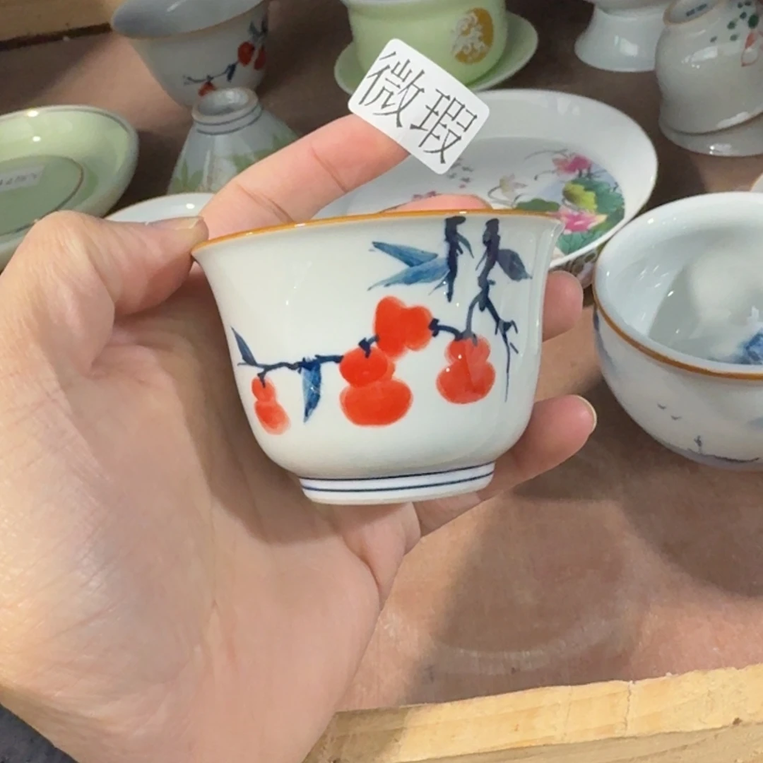 釉下手绘茶具微瑕