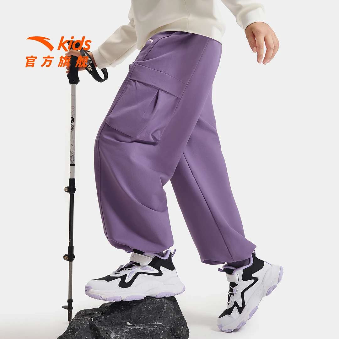 安踏儿童女大童运动长裤秋冬橡韧科技Ⅱ舒适亲肤中大童休闲直筒裤