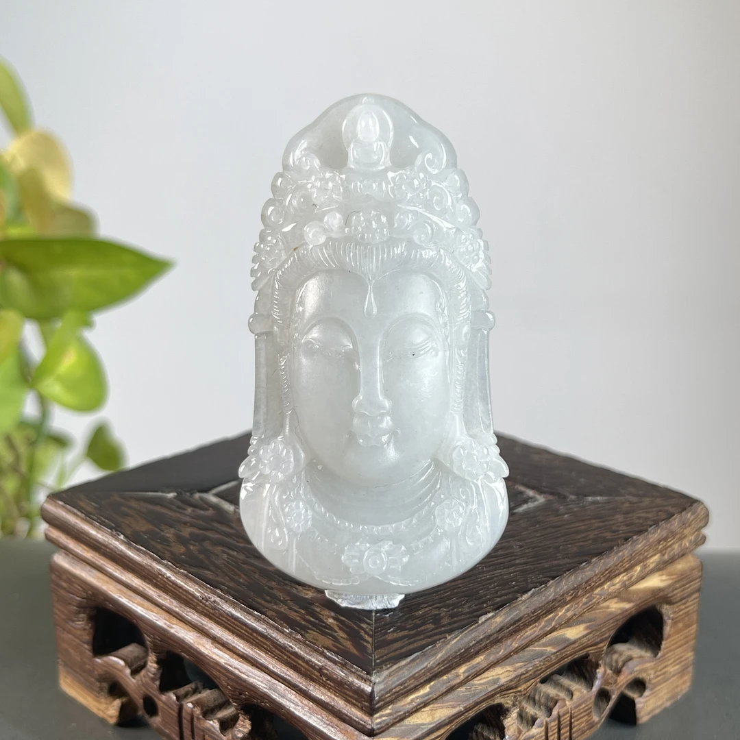 JTA26-126 天然缅甸A货翡翠 观音首