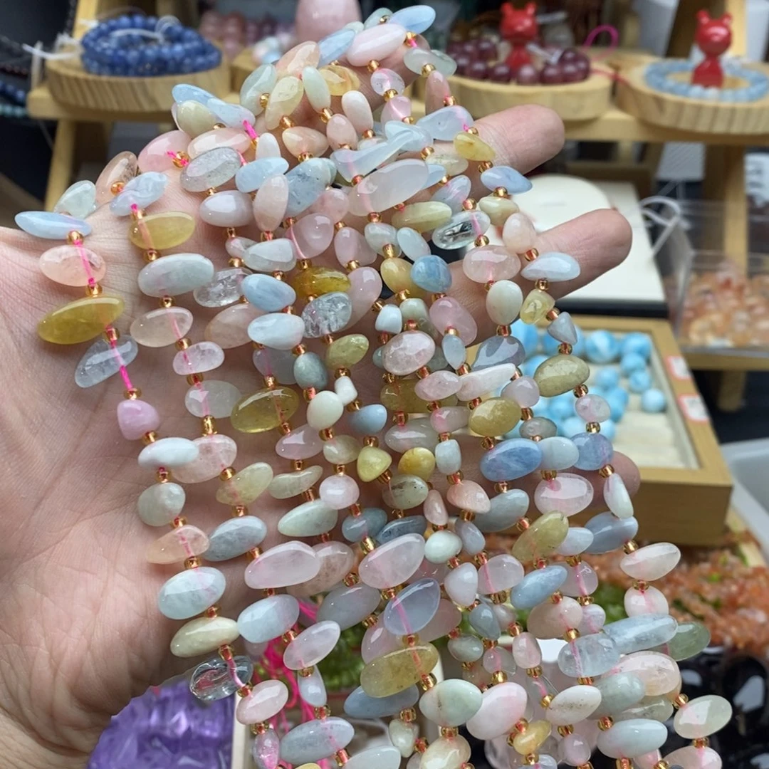 玛瑙/玉髓未镶嵌珠宝半成品一条天然摩根石异形吊坠孔水滴