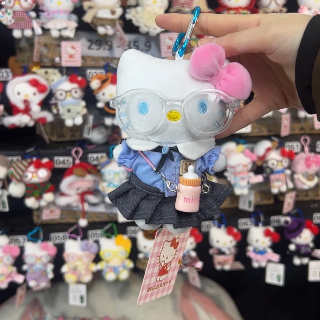 毛绒蓝色校服，眼镜不粘