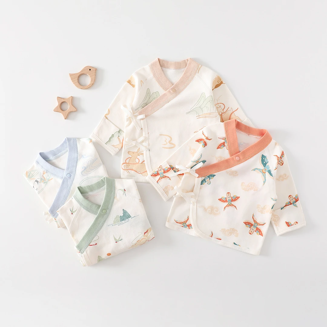 新生儿半背衣纯棉春秋款52码婴儿和尚服初生宝宝国风单件上衣59码