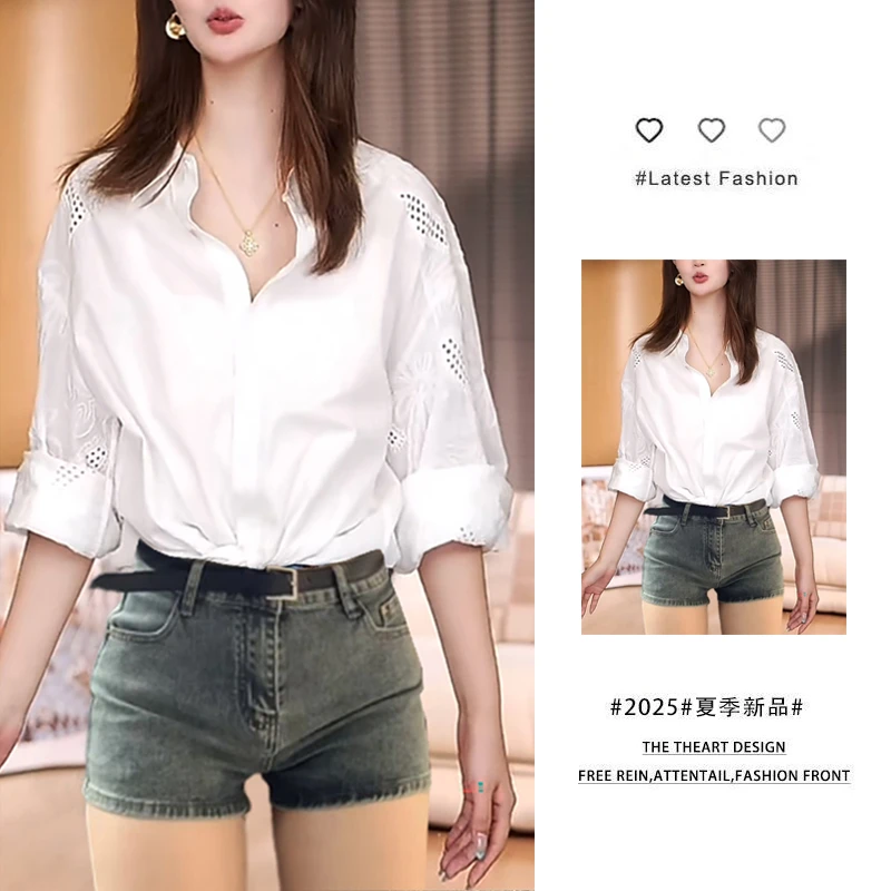 夏季一整套女装2025新款韩版休闲宽松长袖衬衫减龄百搭短裙两件套