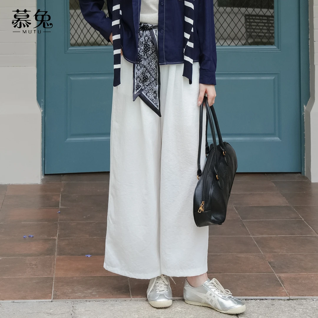 【粉丝专属】TU28383小个子高腰阔腿休闲裤女宽松垂感薄款长裤子