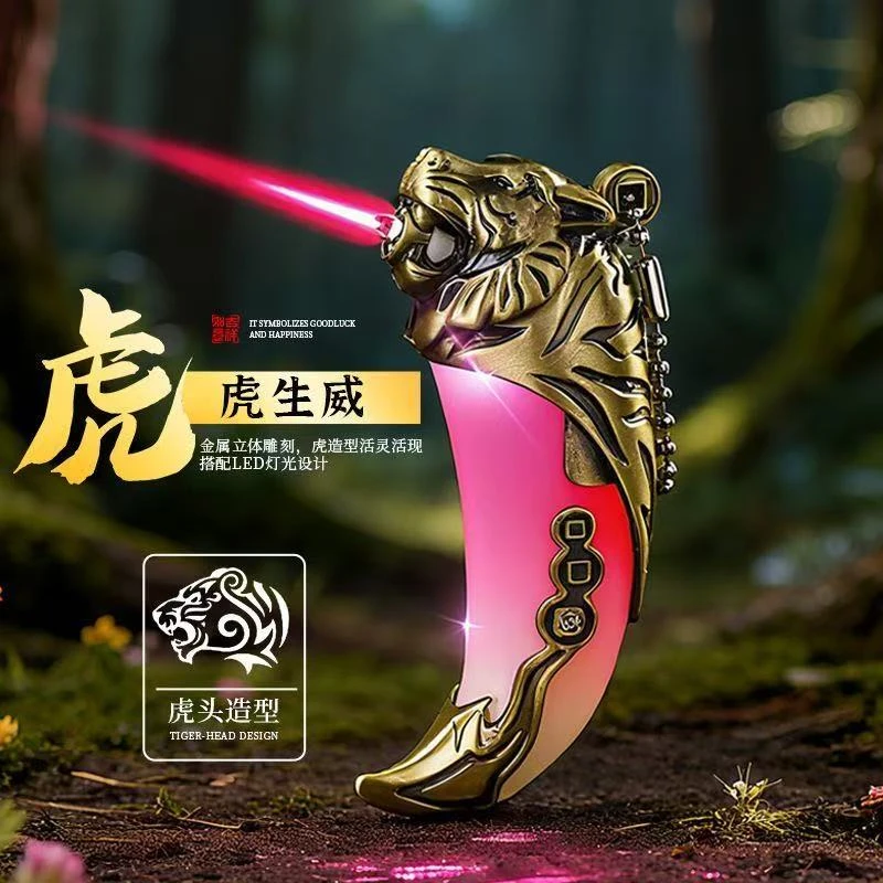 新款网红虎啸生财国潮复古创意手把件金属发光男士礼物潮男友礼品