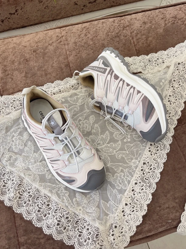 【cece】夏季镂空时尚米粉色萨洛蒙同款登山鞋