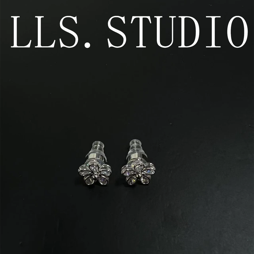 s925银针锆石耳饰 s925锆石耳饰 银五叶花  7219