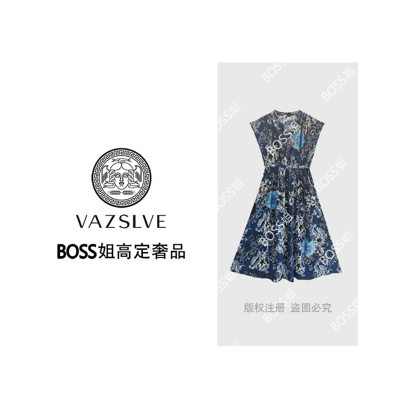 【VAZSLVE/原创设计】重工烫钻新国风设计师时尚连衣裙Q7695