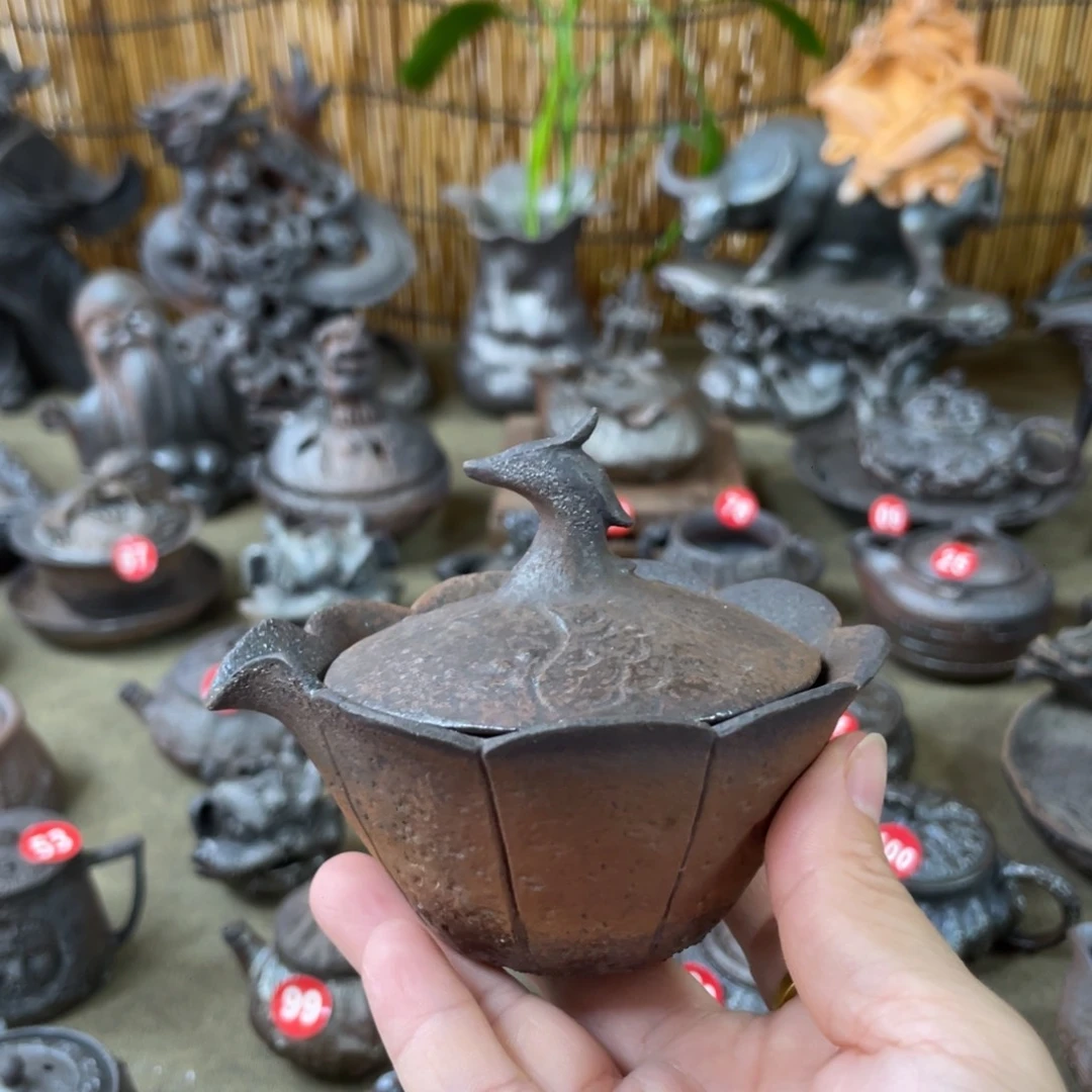 福利盖碗全手捏柴烧茶器