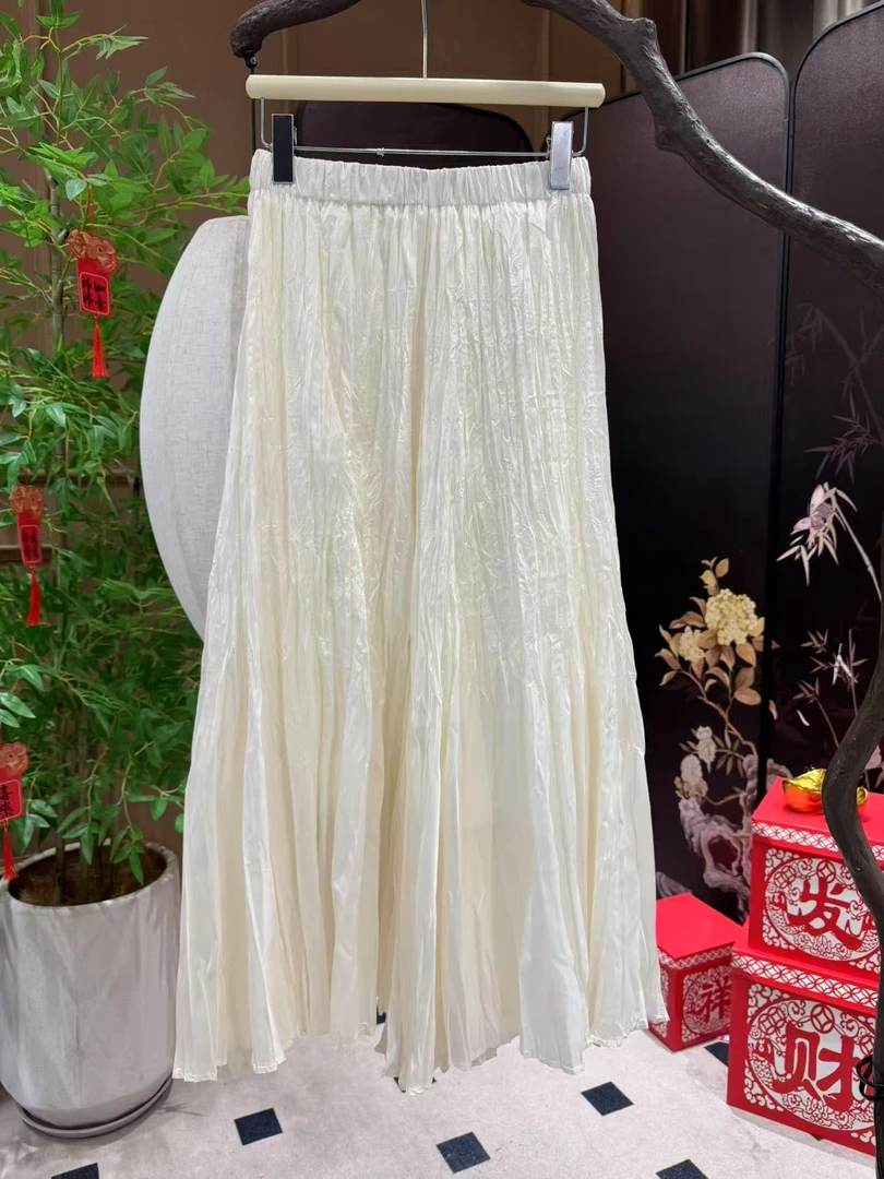 晗向【涟漪】 2025新款时尚百搭百褶半身裙松紧高腰半身裙