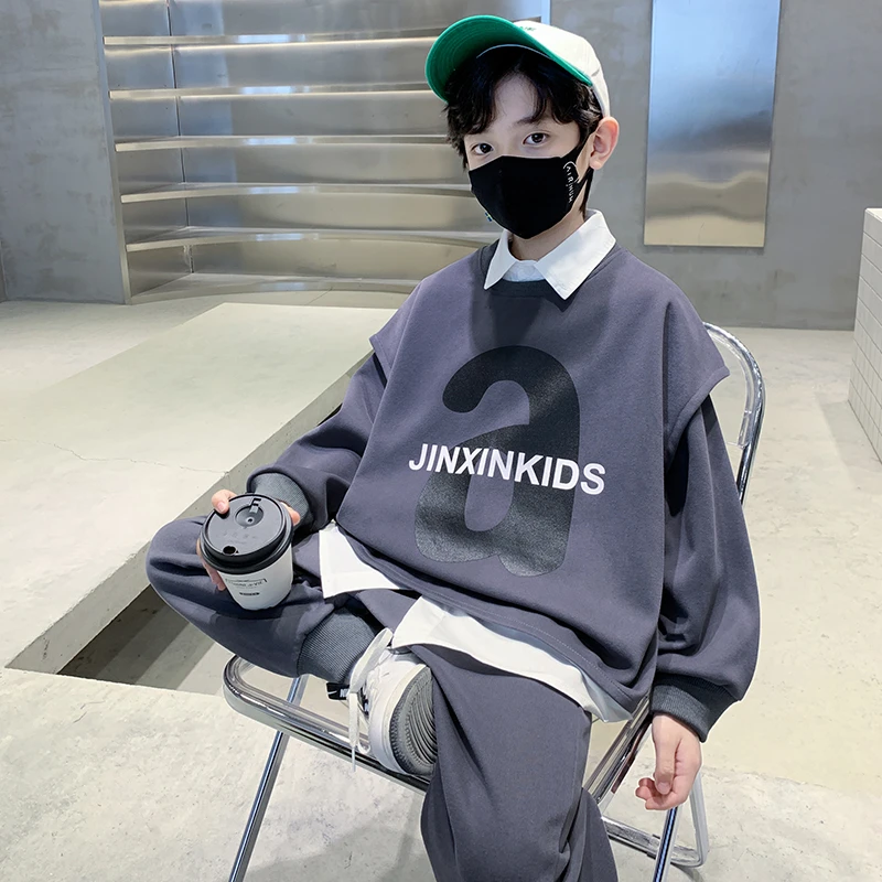 男童秋装套装2025新款男孩中大儿童春秋款痞帅气时髦运动三件套潮