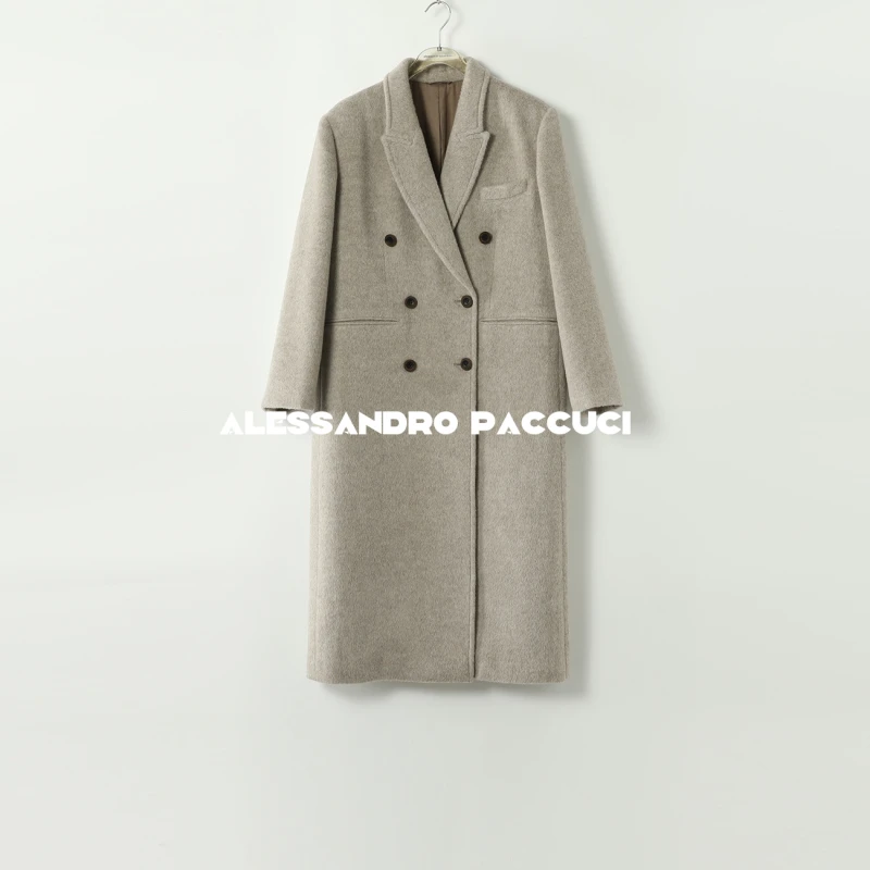 AP洛哥44008DD【绅士的品格】羊驼毛羊毛柔软质感双排扣枪驳领大衣