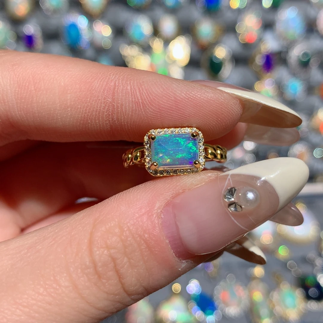 欧泊福利戒指w银S925镶嵌