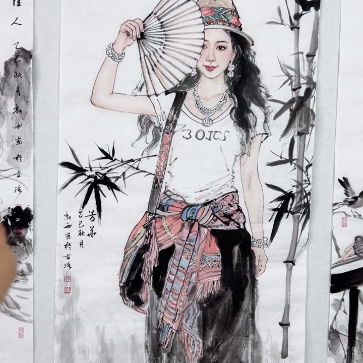 国画郭新雨写实人物画