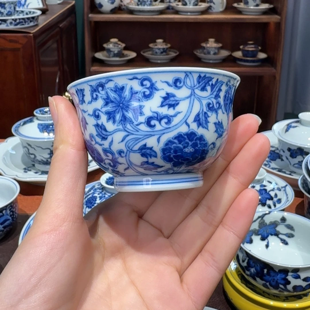 青花雯华堂手绘杯杯