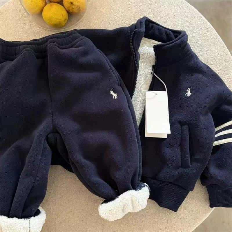 【三条杠】儿童套装加厚加绒冬季立领中小童宝宝男童两件套