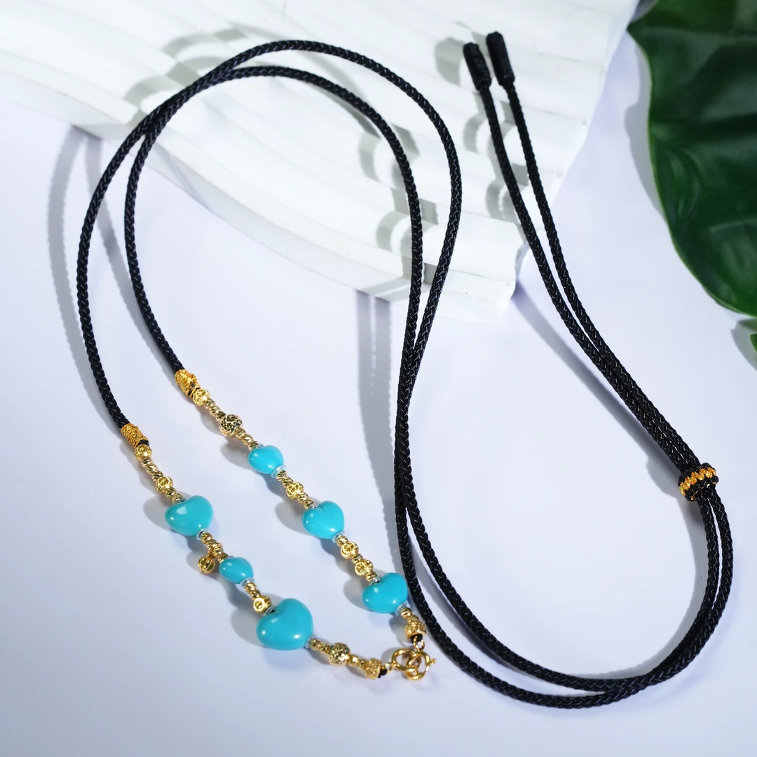 【东方十八岁】【云海边】绿松石18K金编绳项链多样性发其一