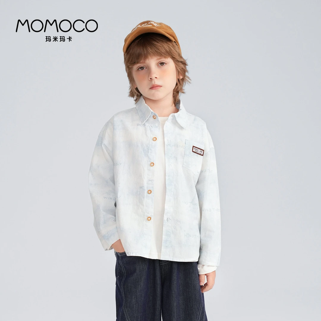 MOMOCO/玛米玛卡男童长袖衬衫韩版休闲时尚衬衣77330234012