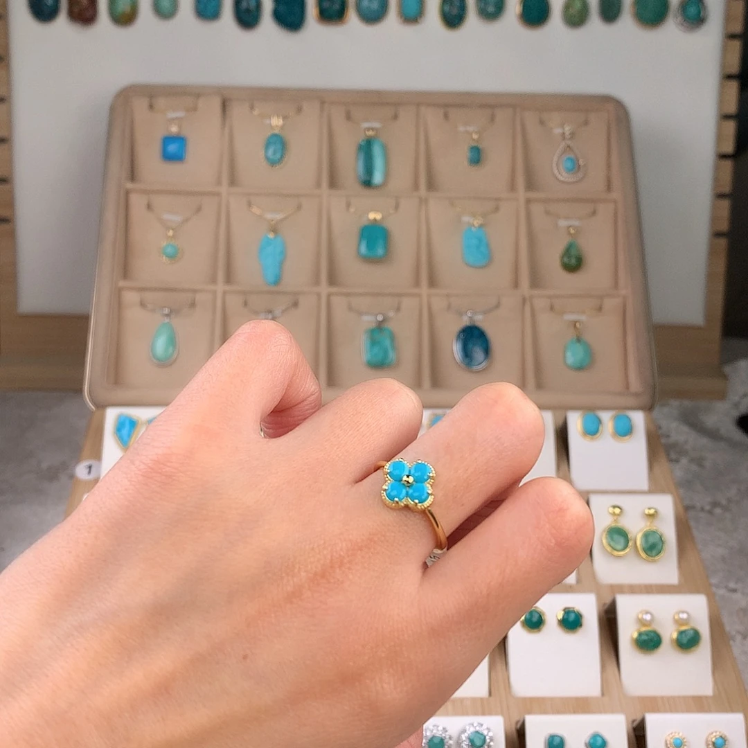 绿松石银S925镶嵌戒指