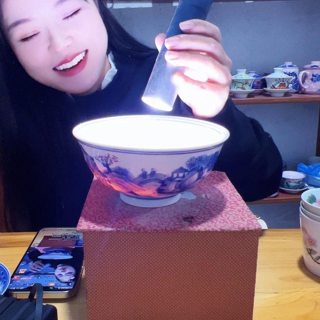 摆件景德镇红xixi青花山水