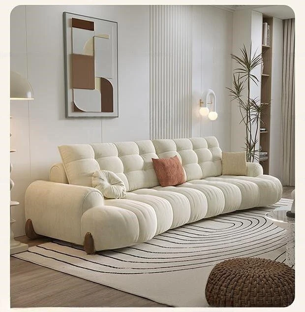 新款高档沙发奶油风布艺客厅意式简约小户型弧形直排钢琴键沙发