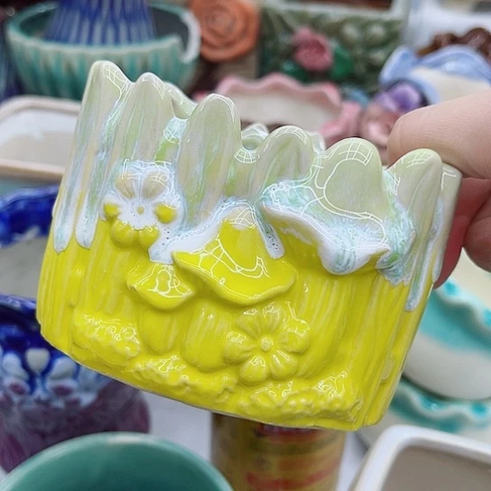 多肉绿植陶瓷花盆9.9包邮，有空