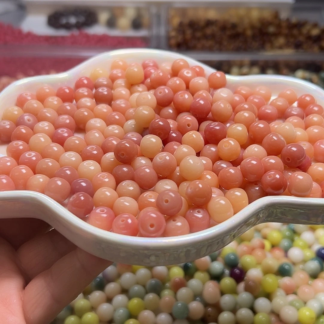 菩提根10x8mm粉色苹果珠110颗