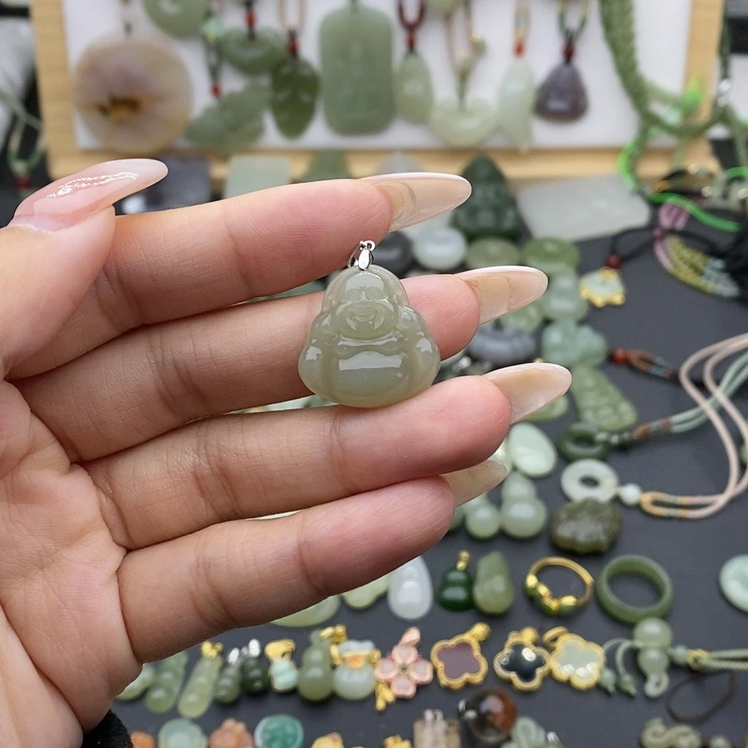 和田玉吊坠(不含链)银S925镶嵌