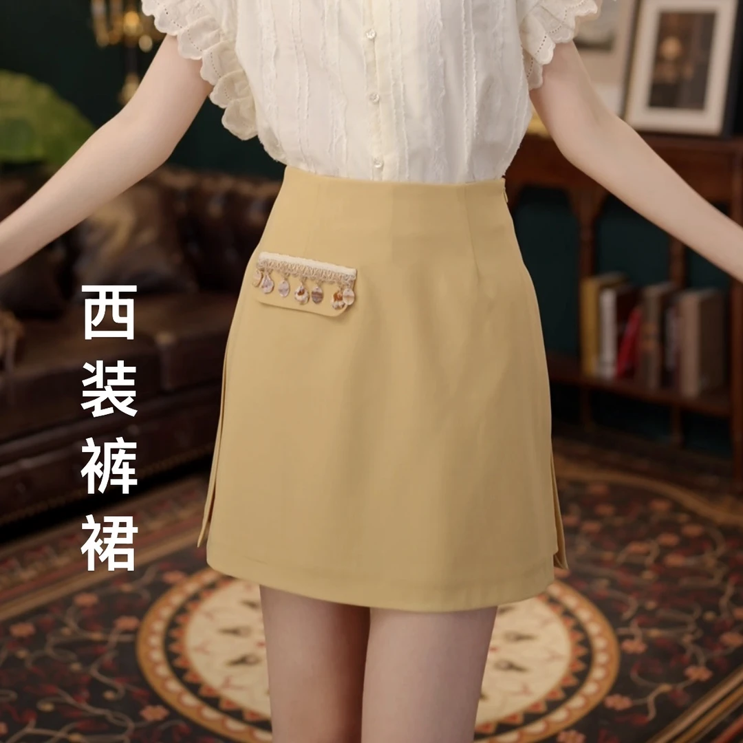 琦琦【指春】温柔风短裙女夏季高腰A字显瘦裤裙YS1113257