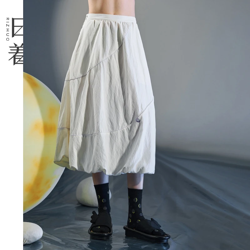 日着趣2025夏新款A字花苞云朵蓬蓬半身裙拼接减龄裙子女RD2674Q0