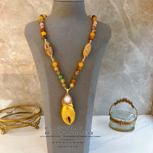 铜合金项链 多彩曼尼系列 满镶颗粒9995