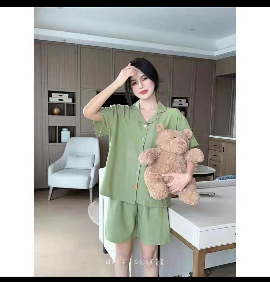 【小白姐姐】夏季舒适透气多巴胺睡衣宽松家居服套装ins