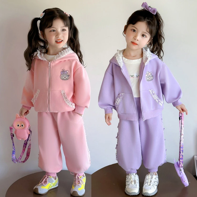 女童休闲套装春秋装2025新款儿童装时髦外套女宝宝运动卫衣两件套