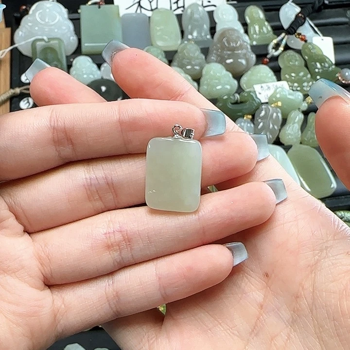 和田玉银S925镶嵌颈饰